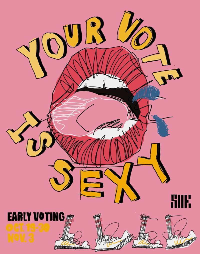 Your Vote Is Sexy tee design in Pink